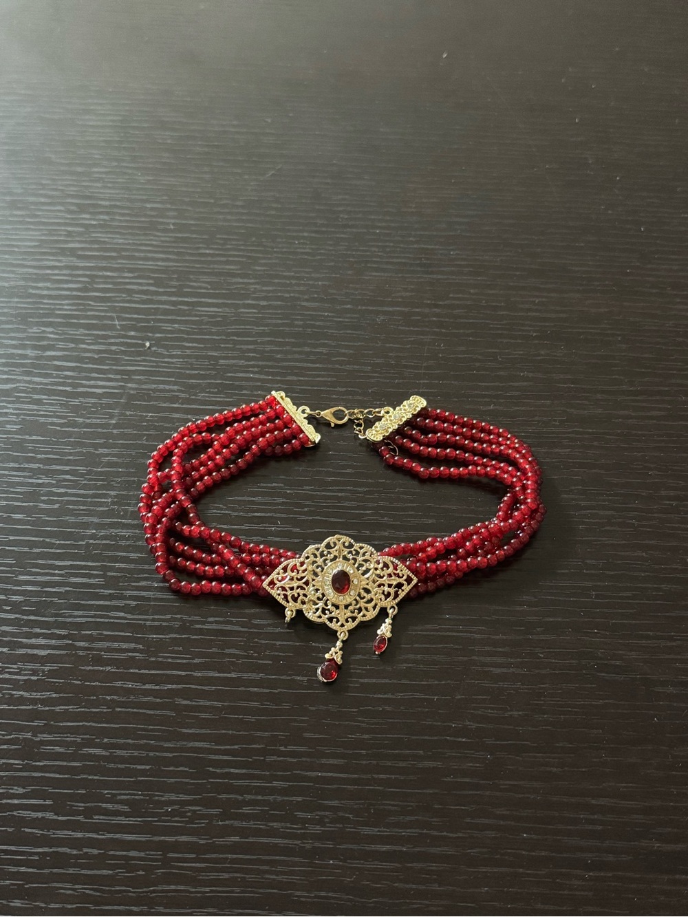 Red Beaded Chocker Necklace